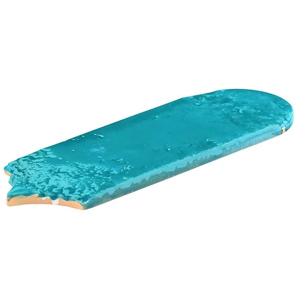Corali Turquoise Blue 3x9 Textured Fish Scale Glossy Ceramic Tile