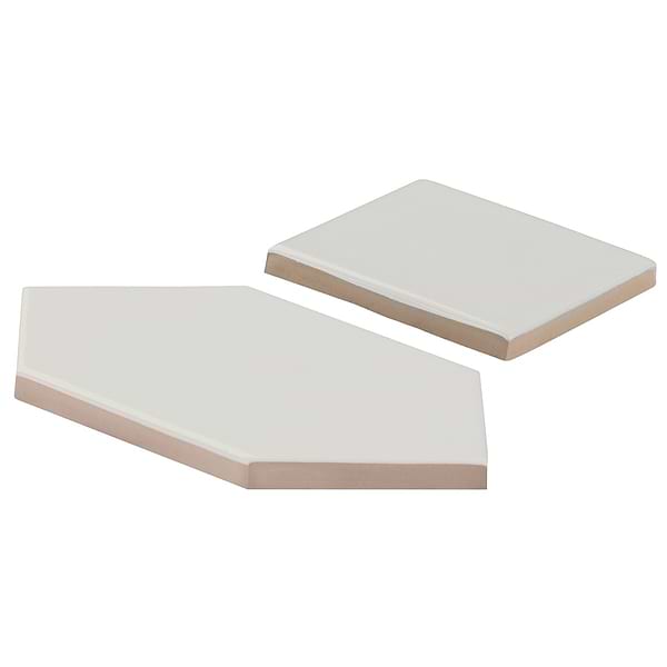 Morocco Blanco White 4x8 Glossy Picket and 4x4 Square Porcelain Tile