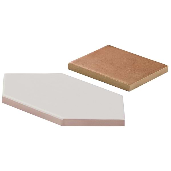 Morocco Blanco White 4x8 Glossy Picket and Terracotta 4x4 Matte Square Porcelain Tile