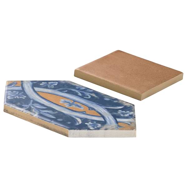 Morocco Medina Multicolor 4x8 Picket and Terracotta 4x4 Square Matte Porcelain Tile