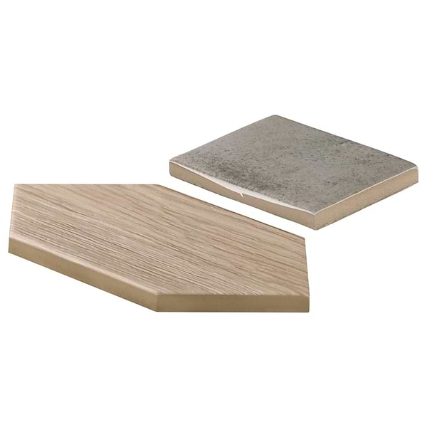 Morocco Oak Beige 4x8 Picket and Dove Gray 4x4 Square Matte Porcelain Tile