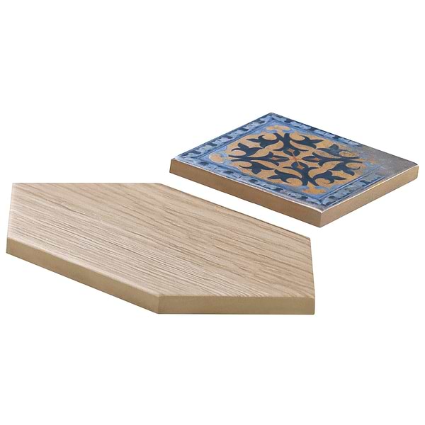 Morocco Oak Beige 4x8 Picket and Medina Multicolor 4x4 Square Matte Porcelain Tile