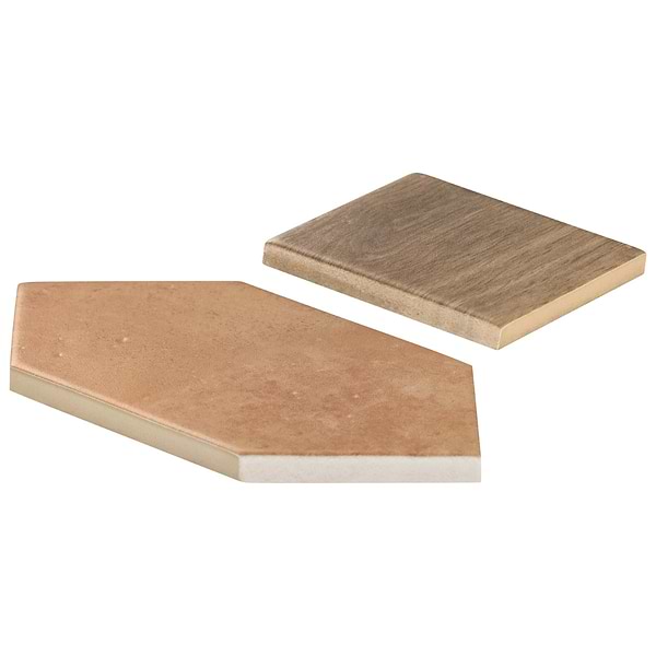 Morocco Terracotta 4x8 Picket and Willow Brown 4x4 Square Matte Porcelain Tile