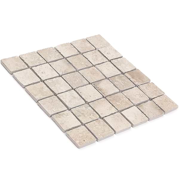 Seville Delfi Dark Beige 2x2 Travertine Look Matte Porcelain Mosaic Tile