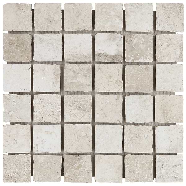 Seville Olimpia White 2x2 Travertine Look Matte Porcelain Mosaic Tile