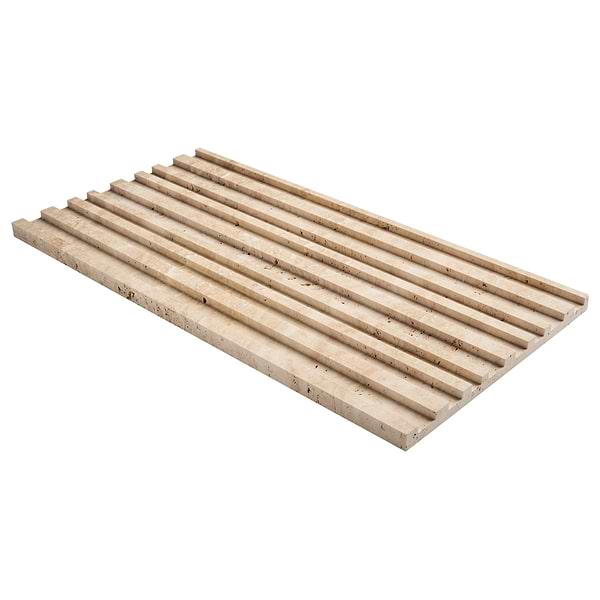 Stonework Barcode Ivory Travertine Premium 12x24 3D Vein Cut Polished + Honed Tile