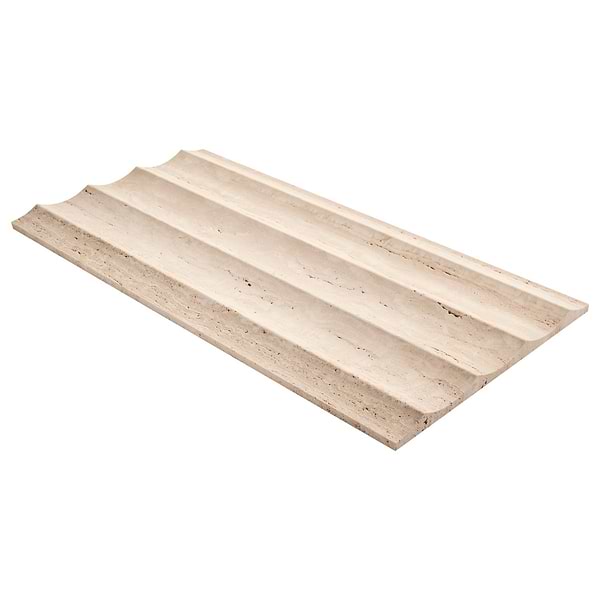 Stonework Fluted Ivory Travertine Premium 12x24 3D Vein Cut Unfilled Honed Tile
