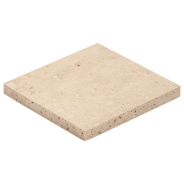 Ivory Travertine Premium 4x4 Filled Brushed Vein Cut Tile