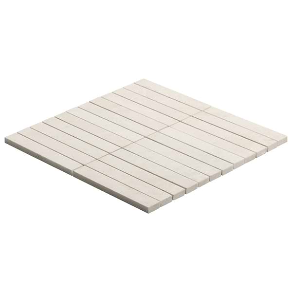 Vanilla Warm White 1x6 Stacked Honed Marble Mosaic Tile