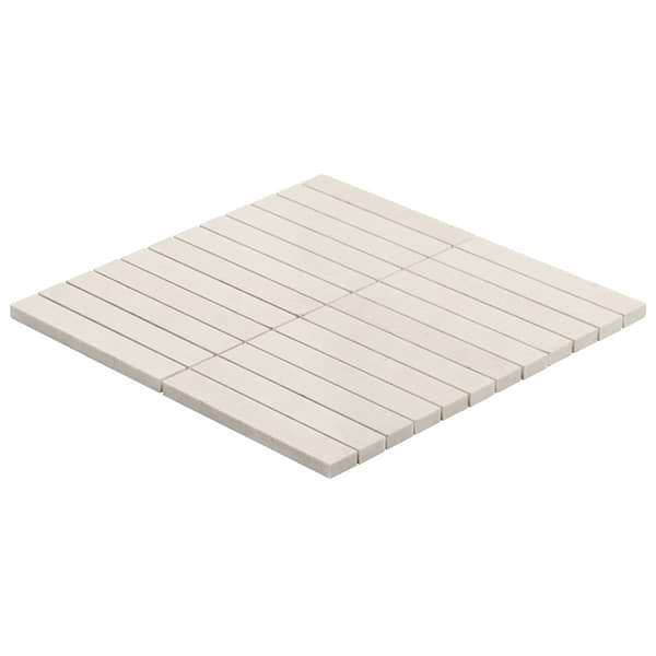 Vanilla Warm White 1x6 Stacked Polished Marble Mosaic Tile