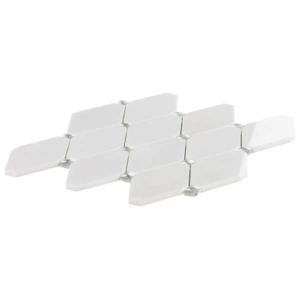 Reflection White Thassos 3x5 Diamond & Mirror Polished Marble & Glass Mosaic Tile
