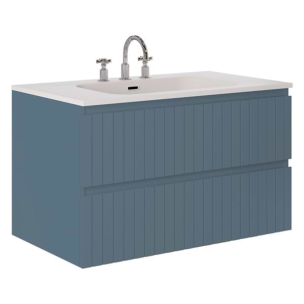 Prima Denim Blue 36" Single Vanity with Integrated Solid Surface Top