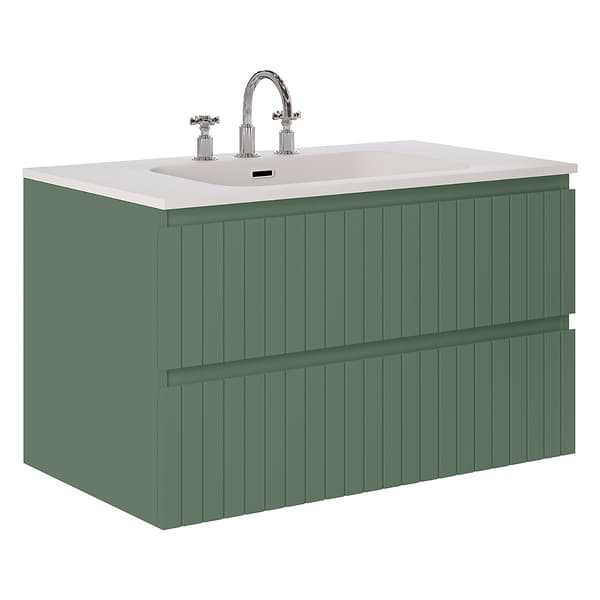 Prima Forest Green 36" Single Vanity with Integrated Solid Surface Top