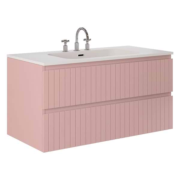 Prima Rose Pink 42" Single Vanity with Integrated Solid Surface Top