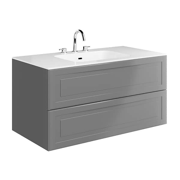 Alma Gray 42" Vanity with Integrated White Solid Surface Top
