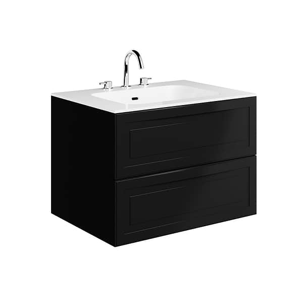 Alma Black 30" Vanity with Integrated White Solid Surface Top