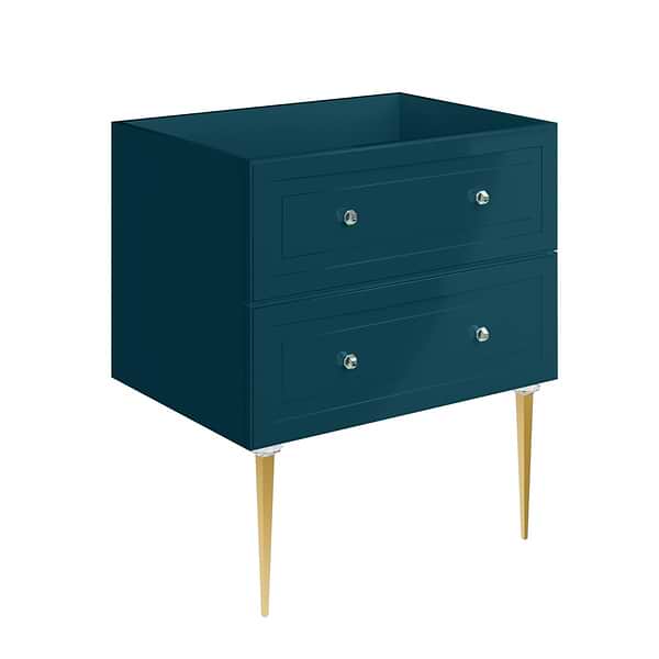 Alma Turquoise 36" Vanity with Gold Legs & Knobs with Integrated White Solid Surface Top