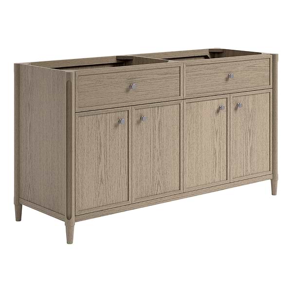 Ashford Greige Ash 60" Double Vanity without Top by TileBar Studio Vanities, View 4, open zoomed image