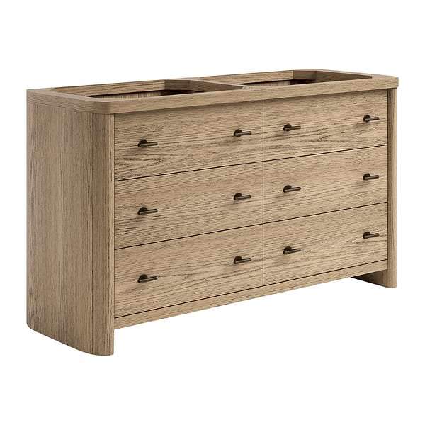 TileBar Studio Vanities Callum Natural Ash 60" Double Vanity without Top