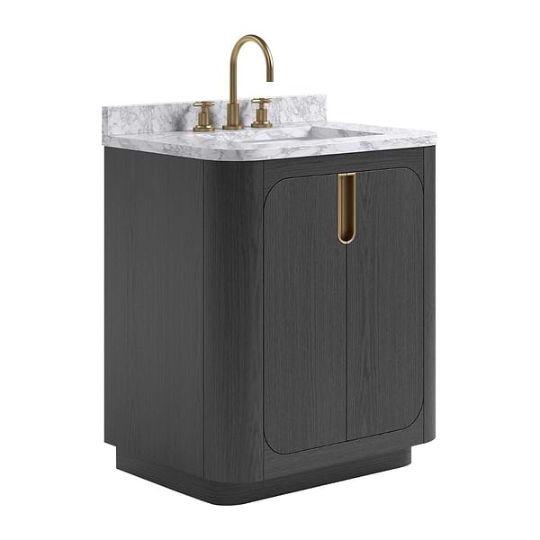 TileBar Studio Vanities Corbin Ebony Oak 30" Single Vanity with Carrara Marble Top