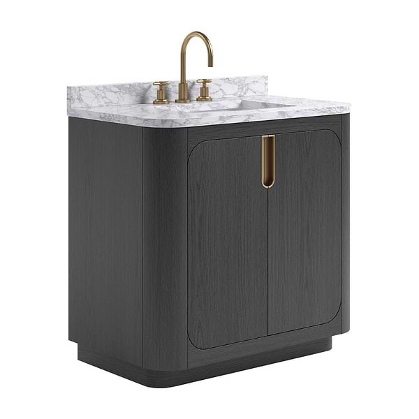TileBar Studio Vanities Corbin Ebony Oak 36" Single Vanity with Carrara Marble Top