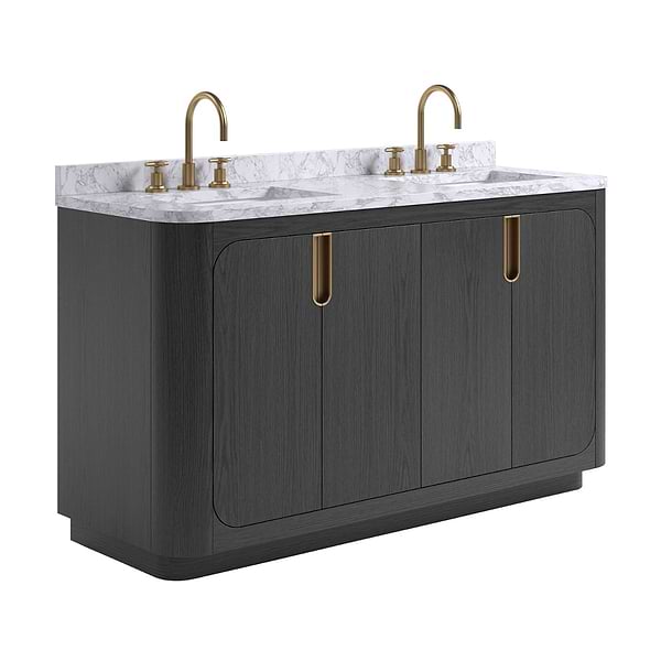 TileBar Studio Vanities Corbin Ebony Oak 60" Double Vanity with Carrara Marble Top