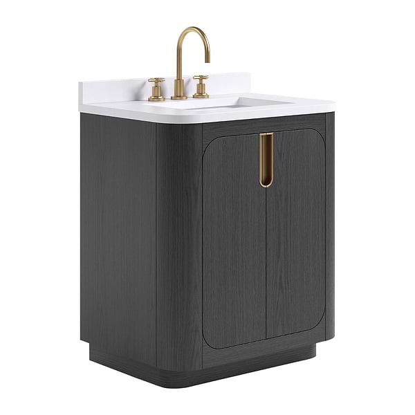 TileBar Studio Vanities Corbin Ebony Oak 30" Single Vanity with White Quartz Top