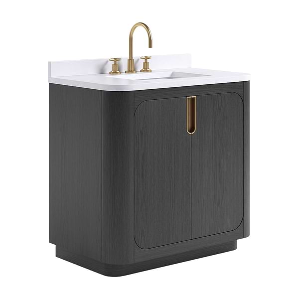 TileBar Studio Vanities Corbin Ebony Oak 36" Single Vanity with White Quartz Top