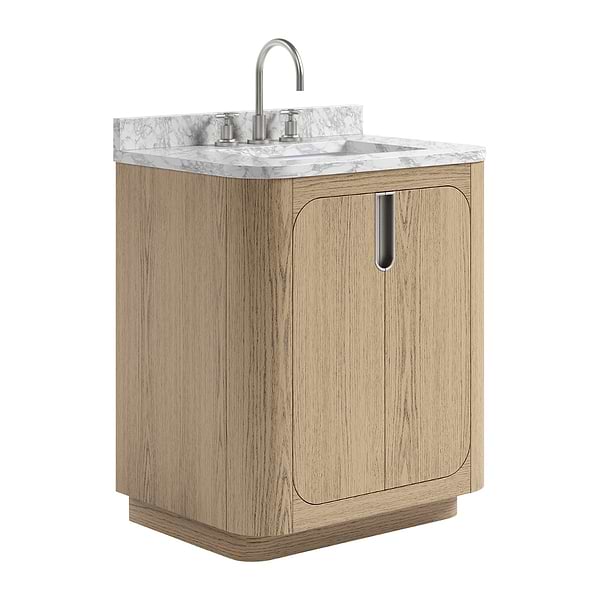 TileBar Studio Vanities Corbin Medium Ash 30" Single Vanity with Carrara Marble Top