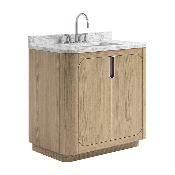 TileBar Studio Vanities Corbin Medium Ash 36" Single Vanity with Carrara Marble Top
