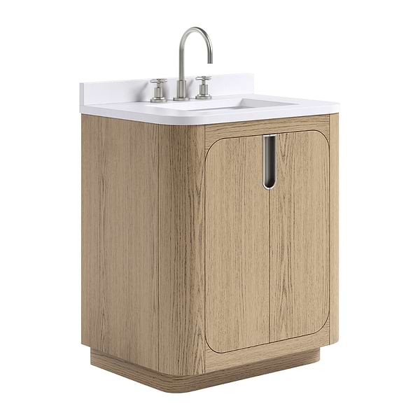 TileBar Studio Vanities Corbin Medium Ash 30" Single Vanity with White Quartz Top