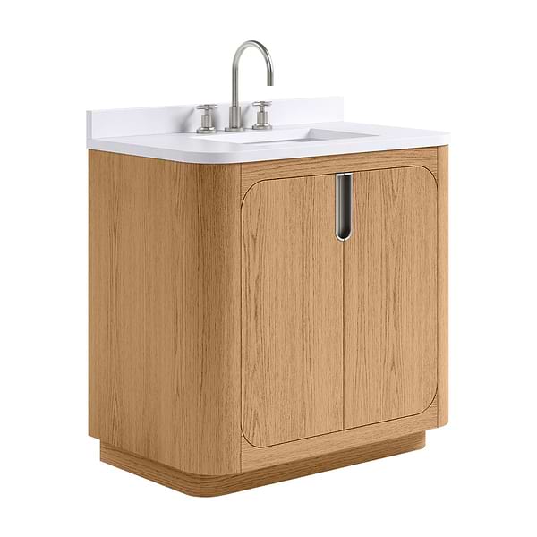 Corbin Medium Ash 36" Single Vanity with White Quartz Top by TileBar Studio Vanities, View 4, open zoomed image