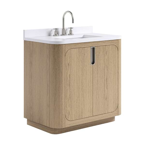 TileBar Studio Vanities Corbin Medium Ash 36" Single Vanity with White Quartz Top