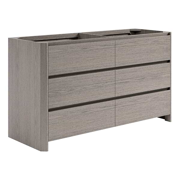 Dalton Steel Oak 60" Double Vanity without Top by TileBar Studio Vanities, View 4, open zoomed image