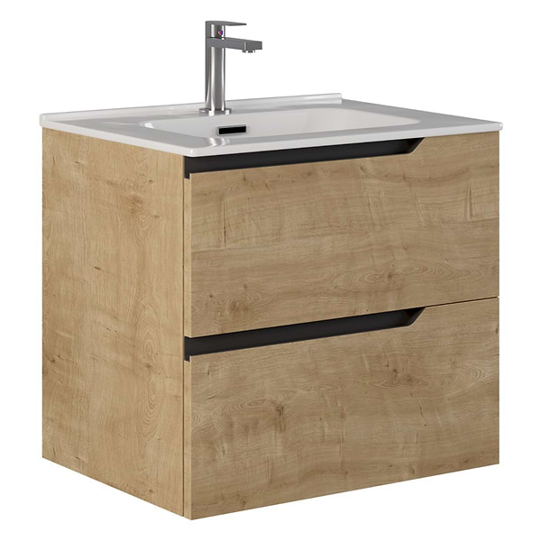 Duo Blonde Wood 24" Single Vanity with Integrated White Ceramic Top