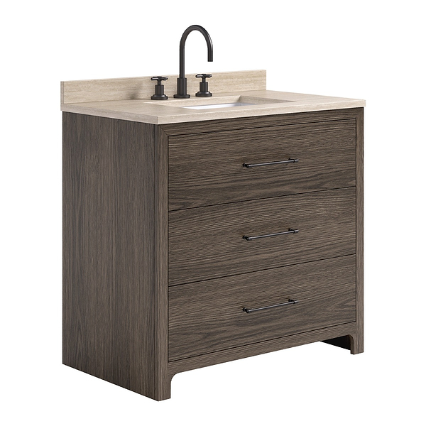 TileBar Studio Vanities Edison Espresso Oak 36" Single Vanity with Romano Travertine Top