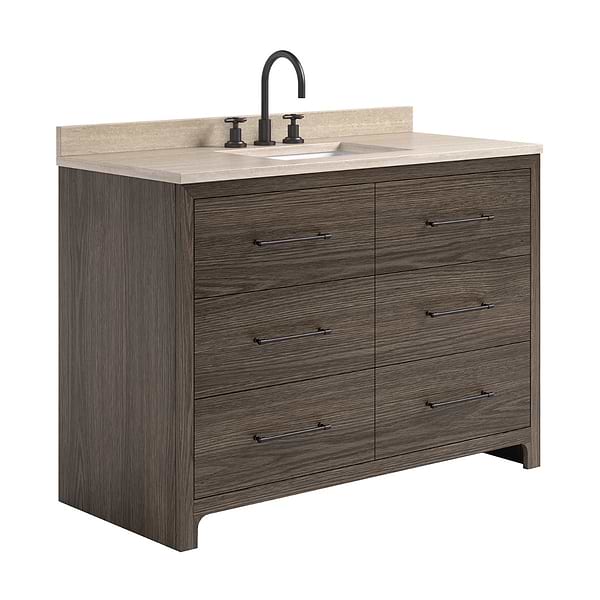 TileBar Studio Vanities Edison Espresso Oak 48" Single Vanity with Romano Travertine Top