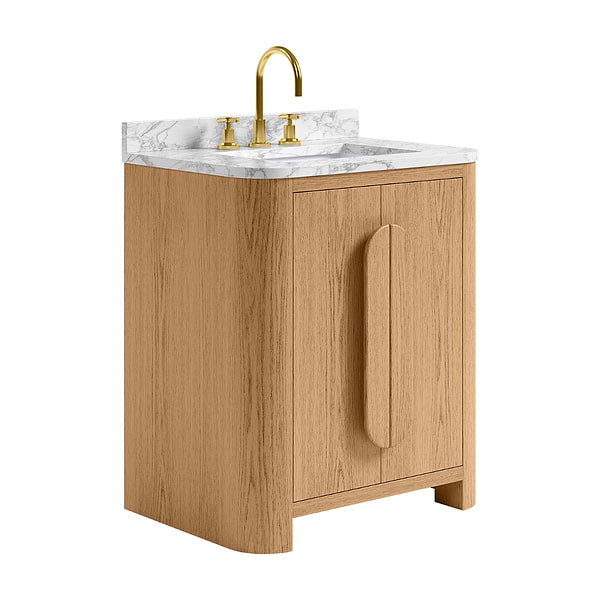 Harper Medium Ash 30" Single Vanity with Carrara Marble Top by TileBar Studio Vanities, View 4, open zoomed image