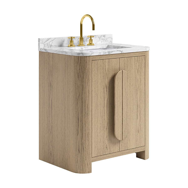 Harper Medium Ash 30" Single Vanity with Carrara Marble Top by TileBar Studio Vanities, View 4, open zoomed image