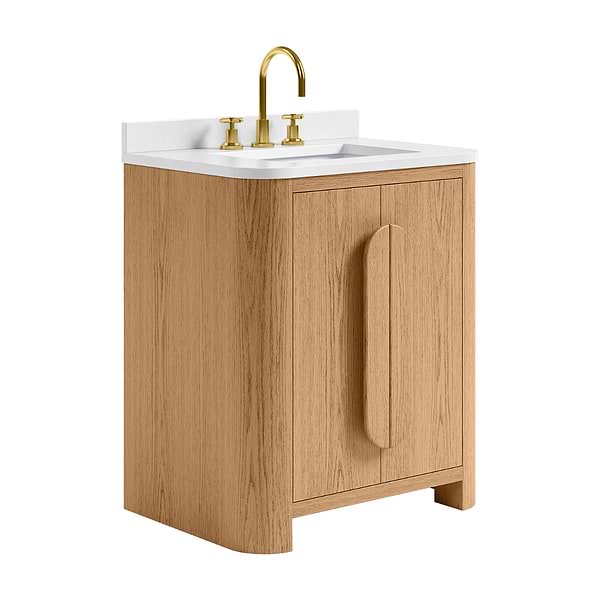 Harper Medium Ash 30" Single Vanity with White Quartz Top by TileBar Studio Vanities, View 4, open zoomed image