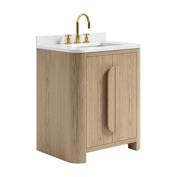 Harper Medium Ash 30" Single Vanity with White Quartz Top by TileBar Studio Vanities, View 4, open zoomed image
