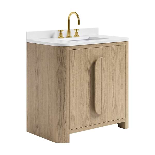 Harper Medium Ash 36" Single Vanity with White Quartz Top by TileBar Studio Vanities, View 4, open zoomed image