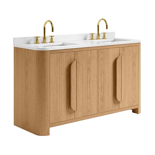 Harper Medium Ash 60" Double Vanity with White Quartz Top by TileBar Studio Vanities, View 4, open zoomed image