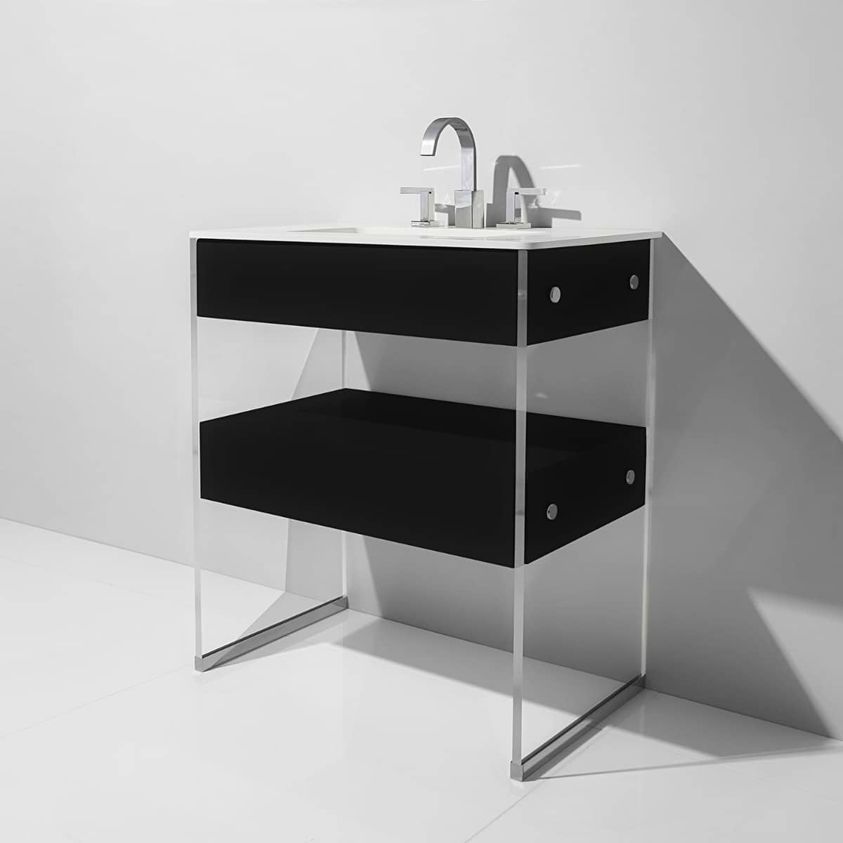 Lucite 30" Black Gloss Vanity and Counter