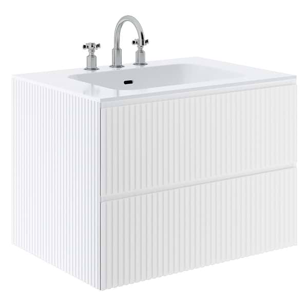 Linear White 30" Single Vanity with Integrated White Solid Surface Top