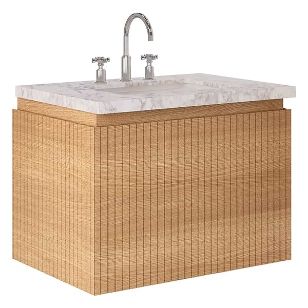 Melrose White Ash 30" Single Vanity with Carrara Marble Top