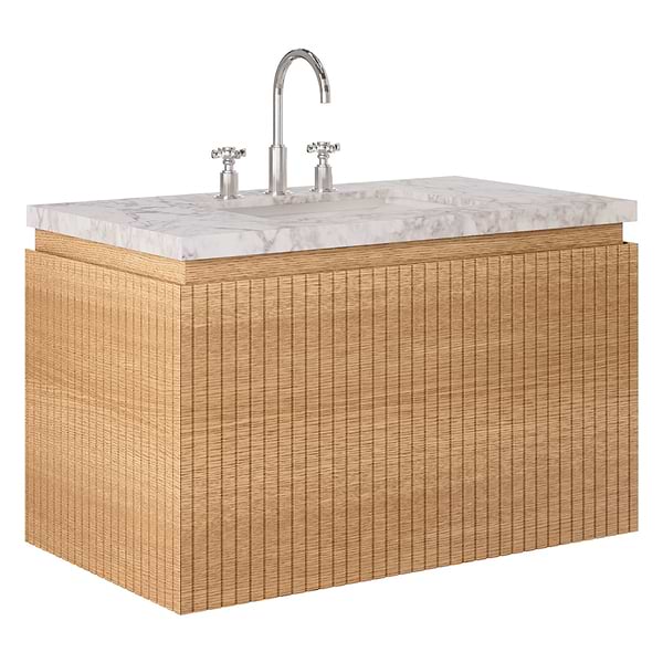 Melrose White Ash 36" Single Vanity with Carrara Marble Top