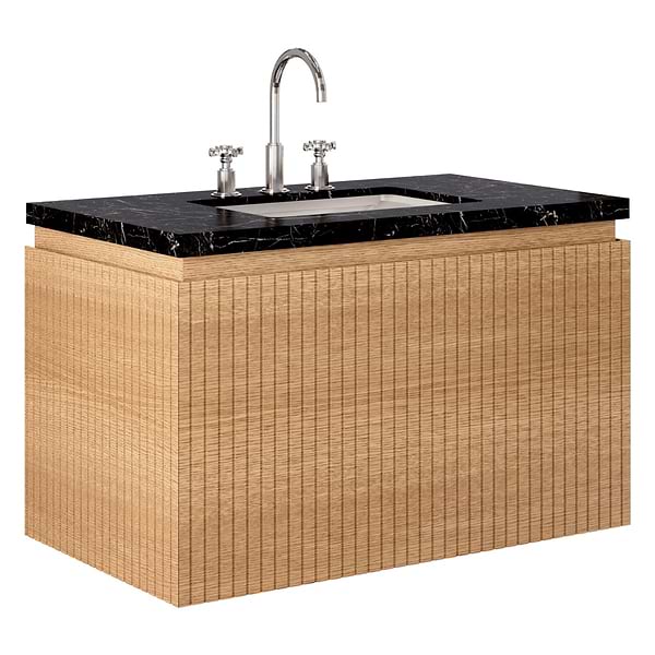 Melrose White Ash 36" Single Vanity with Nero Marquina Marble Top