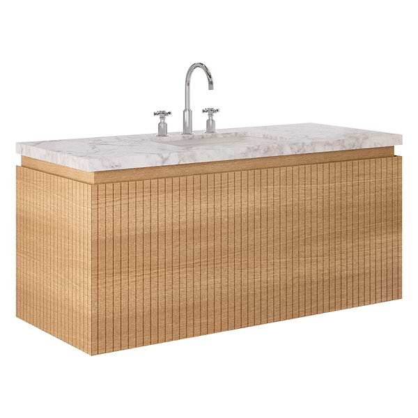 Melrose White Ash 48" Single Vanity with Carrara Marble Top