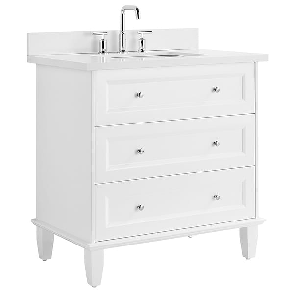 Nora White 36" Single Vanity with Pure White Quartz Top